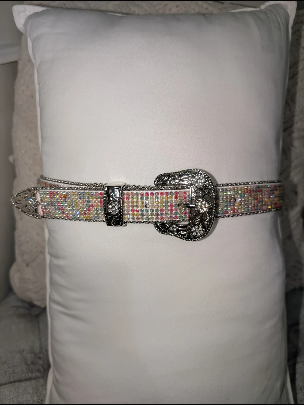 LG Multicolor Rhinestone Western-Style Girl's Belt